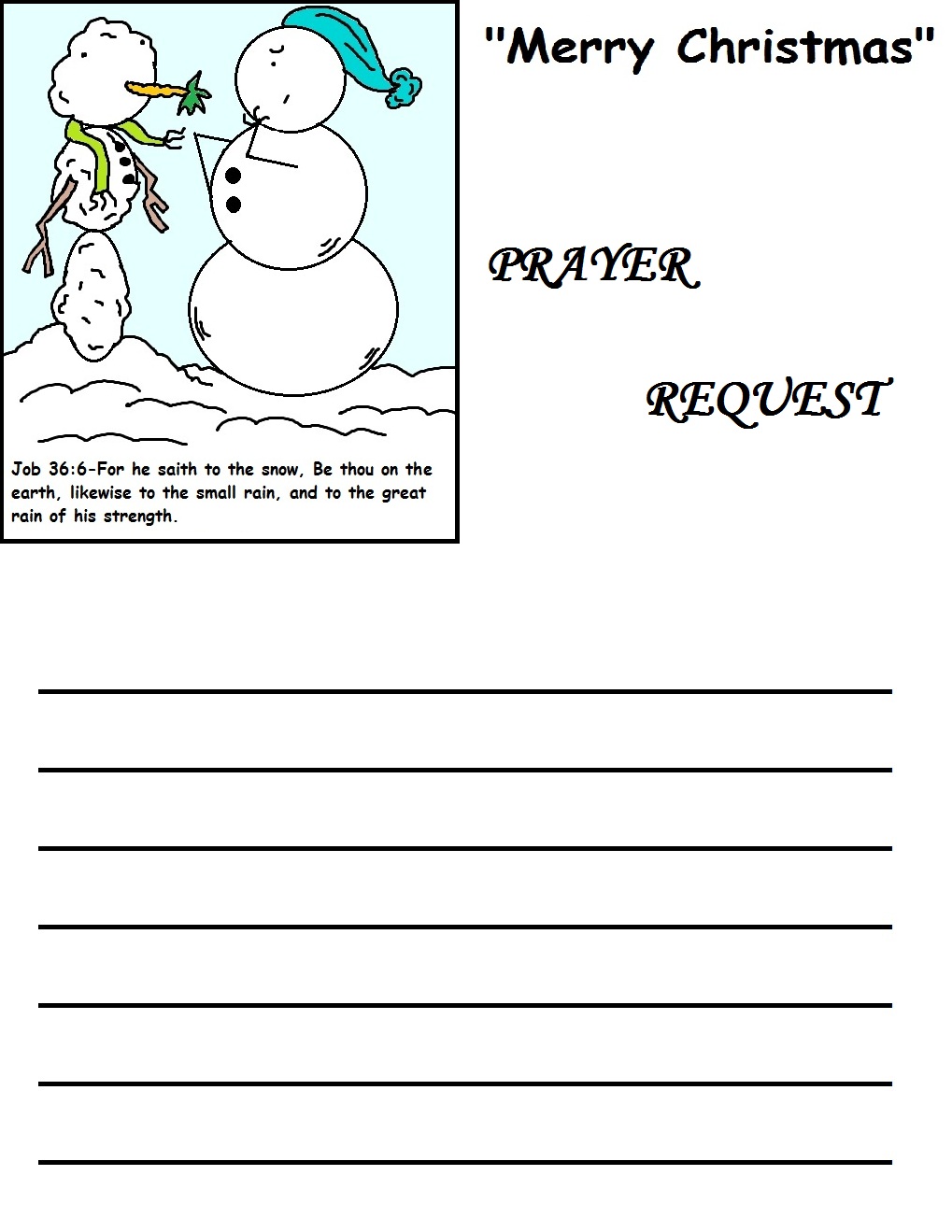 Christmas Prayer Request Printables